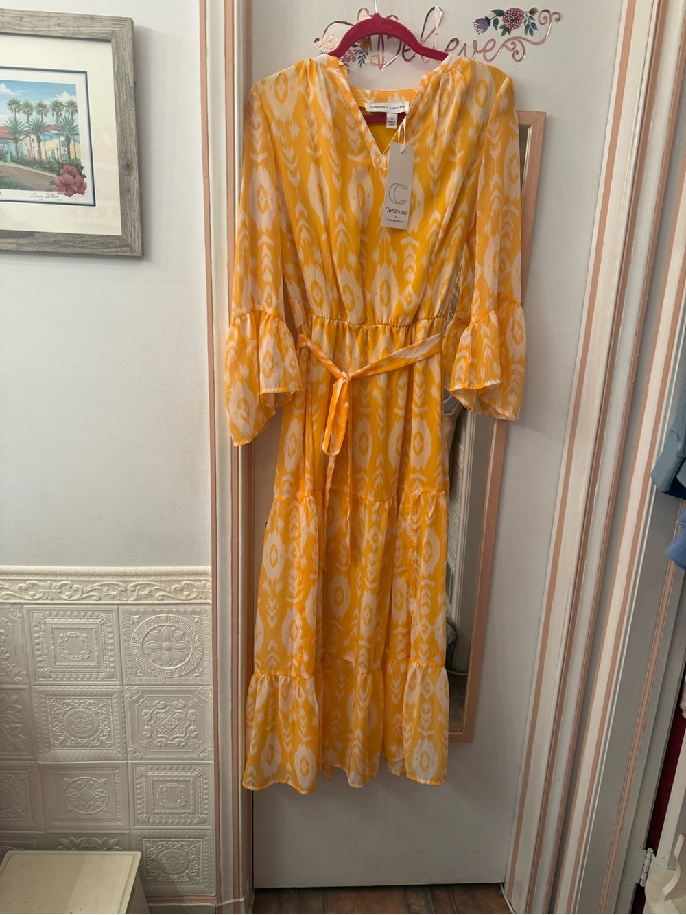 Sunny Ikat Maxi Dress with Waist Tie by